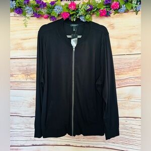 Torrid Women’s Plus Black Fill Zip Long Sleeve Jersey Bomber Jacket Size 3 NWT